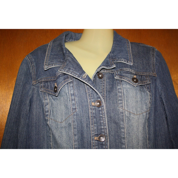 Axcess Liz Claiborne Denim Jean Jacket Sz L LS Blue Pockets Women's Juniors EUC - Picture 3 of 7